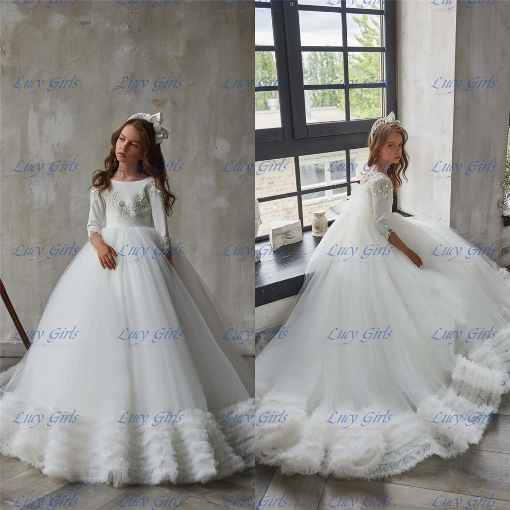 Quality Elegant White Tulle Fluffy Layered Flower Girl Dress for Little Princess Wedding Birthday Party First Communion Gowns
Quality Elegant White Tulle Fluffy Layered Flower Girl Dress for Little Princess Wedding Birthday Party First Communion Gowns