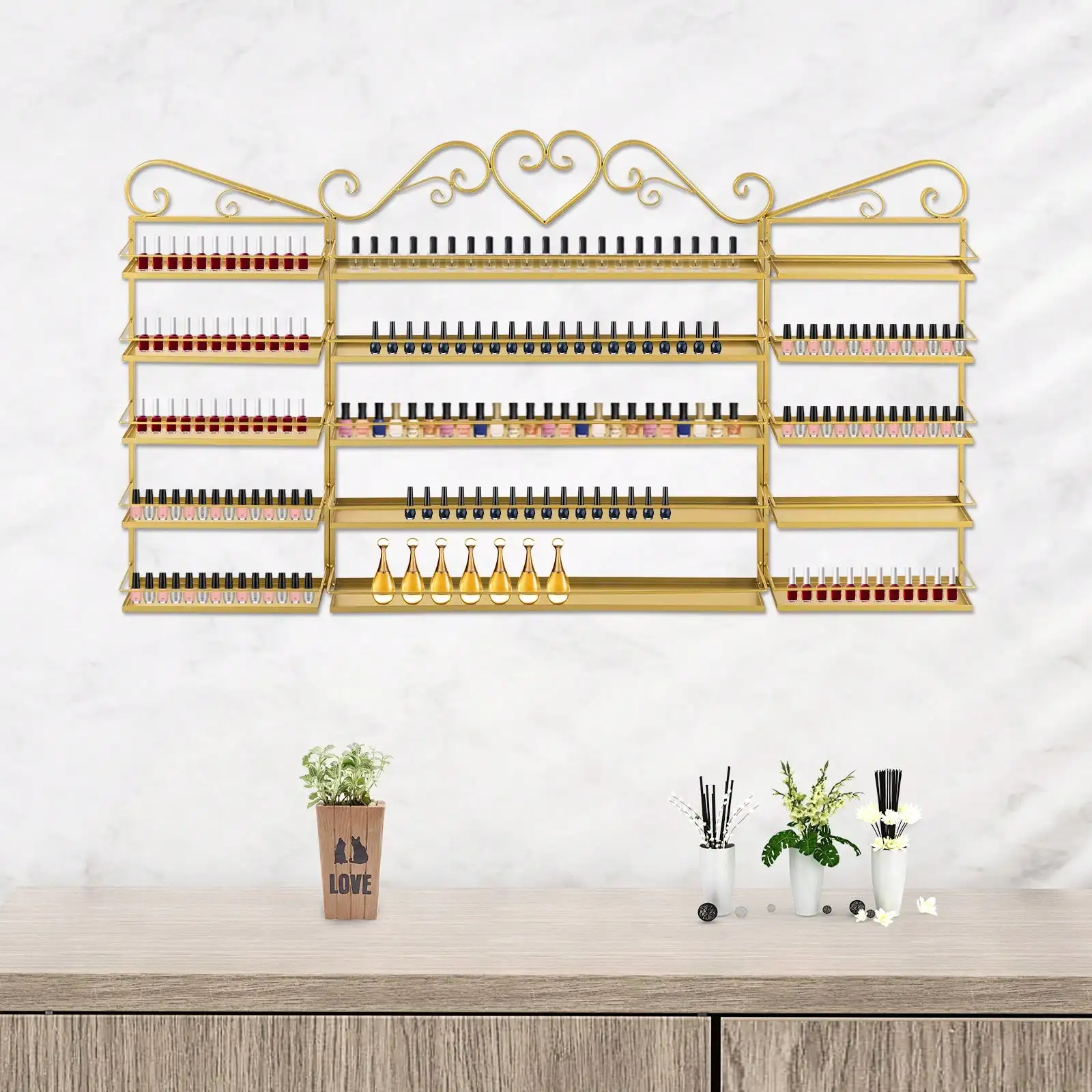 Настенные стеллажи для хранения лаков для ногтей Металлические стеллажи для лаков для ногтей, 5-уровневая витрина
Настенные стеллажи для хранения лаков для ногтей Металлические стеллажи для лаков для ногтей, 5-уровневая витрина