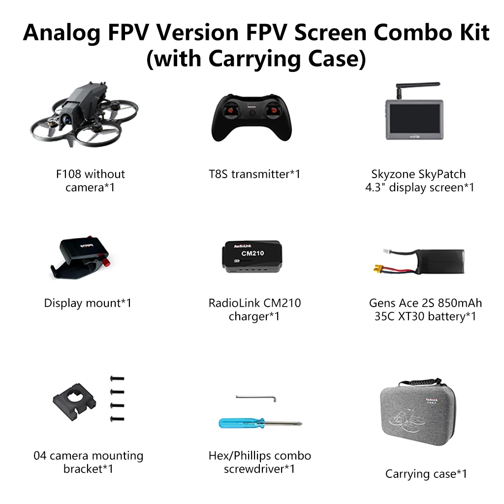 Radiolink F108 Optical Flow FPV RC Racing Micro Drone Bwhoop Quadcopter PNP RTF for Beginners
Radiolink F108 Optical Flow FPV RC Racing Micro Drone Bwhoop Quadcopter PNP RTF for Beginners