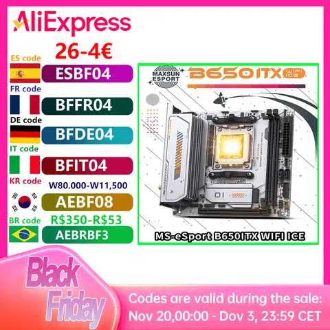 MAXSUN B650M Motherboard ITX AMD Ryzen AM5 DDR5 Supports 4800/5200/5600-8000 (OC+) memory Pcie5.0x16 2*Pcie4.0x4 M.2 ARGB WIFI 6