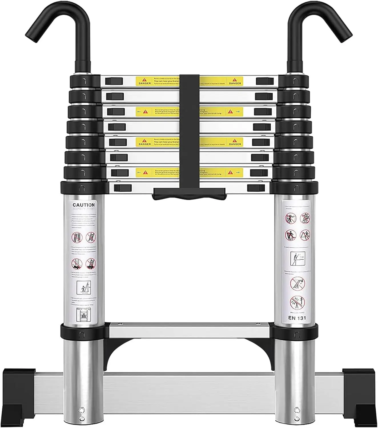 Telescoping Ladder with Hooks 8.5 FT - Aluminum Telescopic Ladder with Stabilizer - Retractable Extension Ladders for Home
Telescoping Ladder with Hooks 8.5 FT - Aluminum Telescopic Ladder with Stabilizer - Retractable Extension Ladders for Home