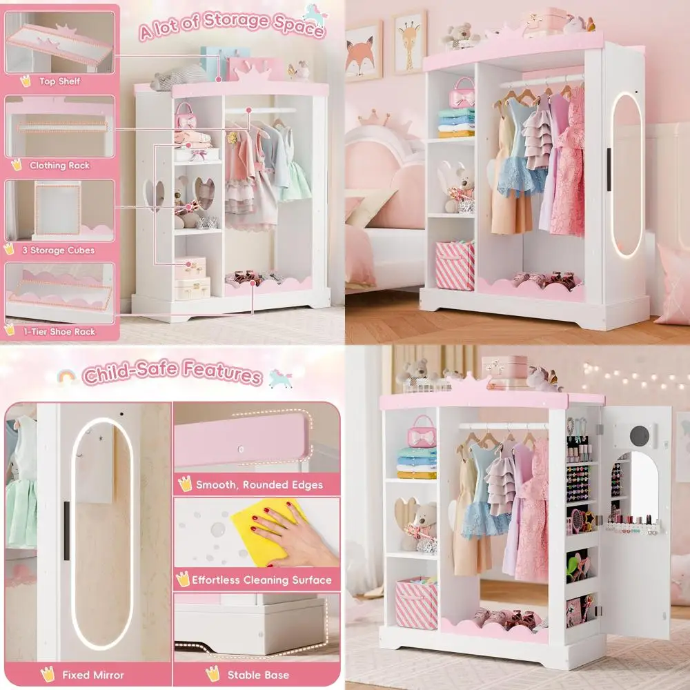 Детский белый шкаф-гардероб с отделением для украшений, выдвижными ящиками, зеркалом и полками — идеально подходит для спальни девочки и хранения костюмов.
Детский белый шкаф-гардероб с отделением для украшений, выдвижными ящиками, зеркалом и полками — идеально подходит для спальни девочки и хранения костюмов.