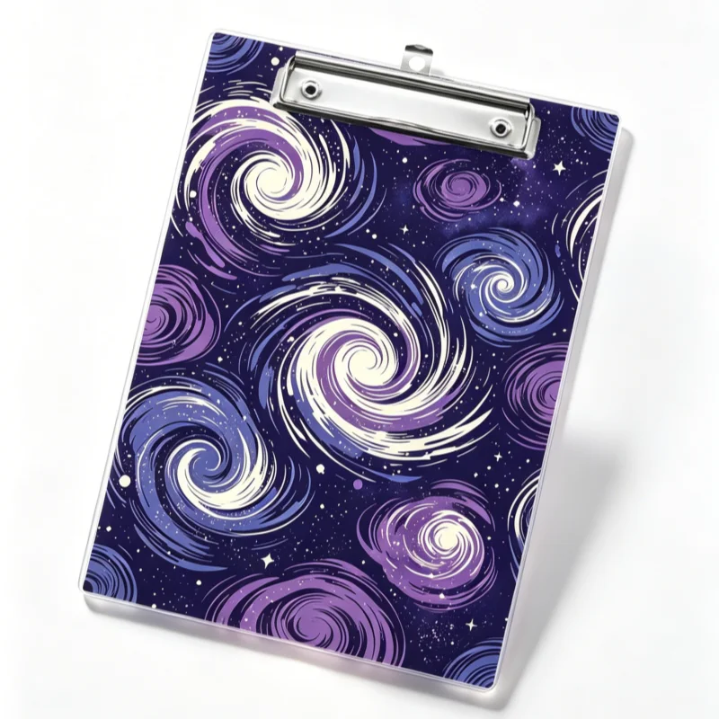1pc A4 purple spiral pattern theme with clip on writing board double-sided printing suitable for note and paper sizes
1pc A4 purple spiral pattern theme with clip on writing board double-sided printing suitable for note and paper sizes