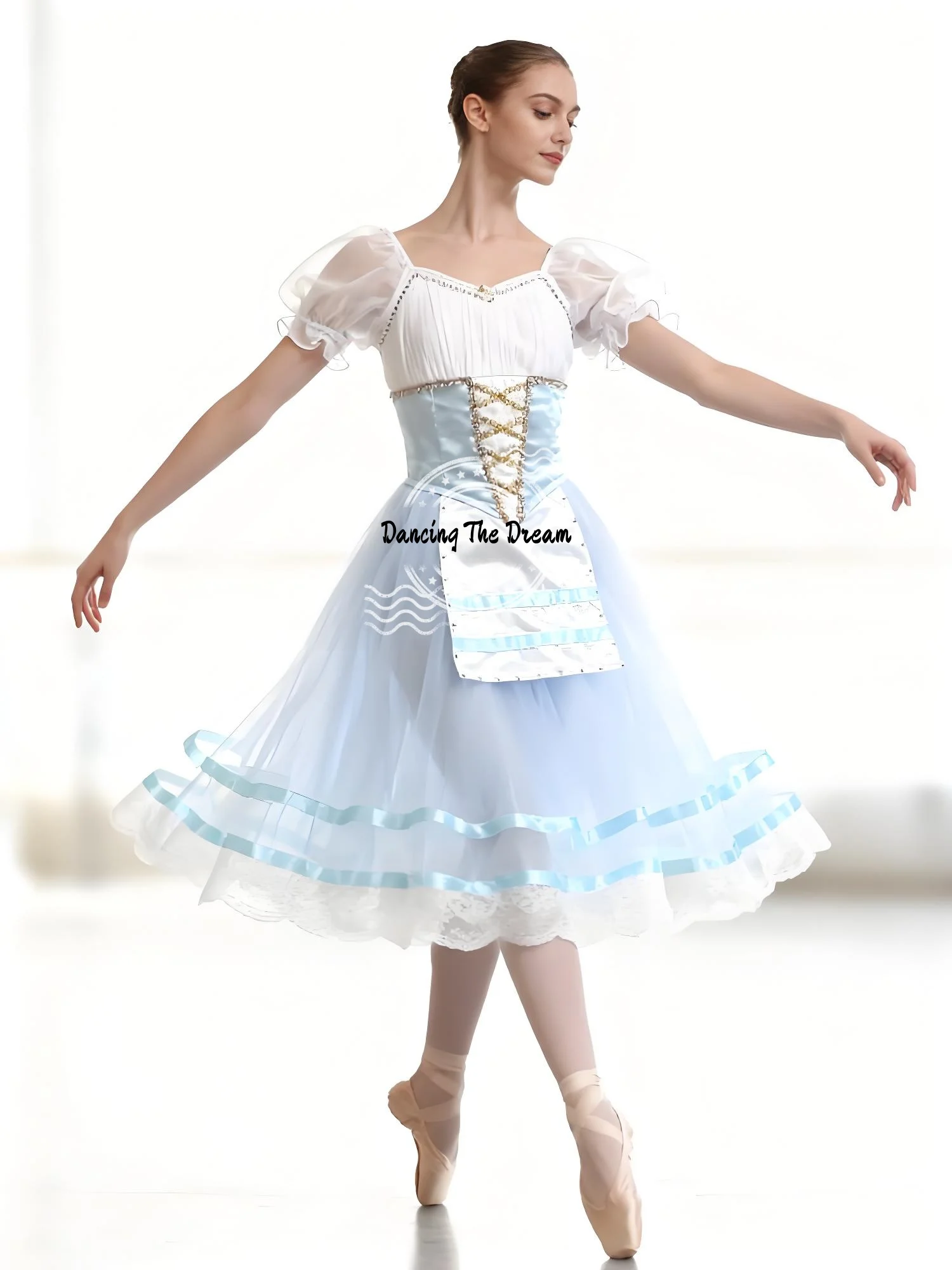 Giselle Professional Tulle Ballet Dress Sweet Light - Blue Dress with Puff Sleeves, Satin Corset, and Layered Ribbons
Giselle Professional Tulle Ballet Dress Sweet Light - Blue Dress with Puff Sleeves, Satin Corset, and Layered Ribbons