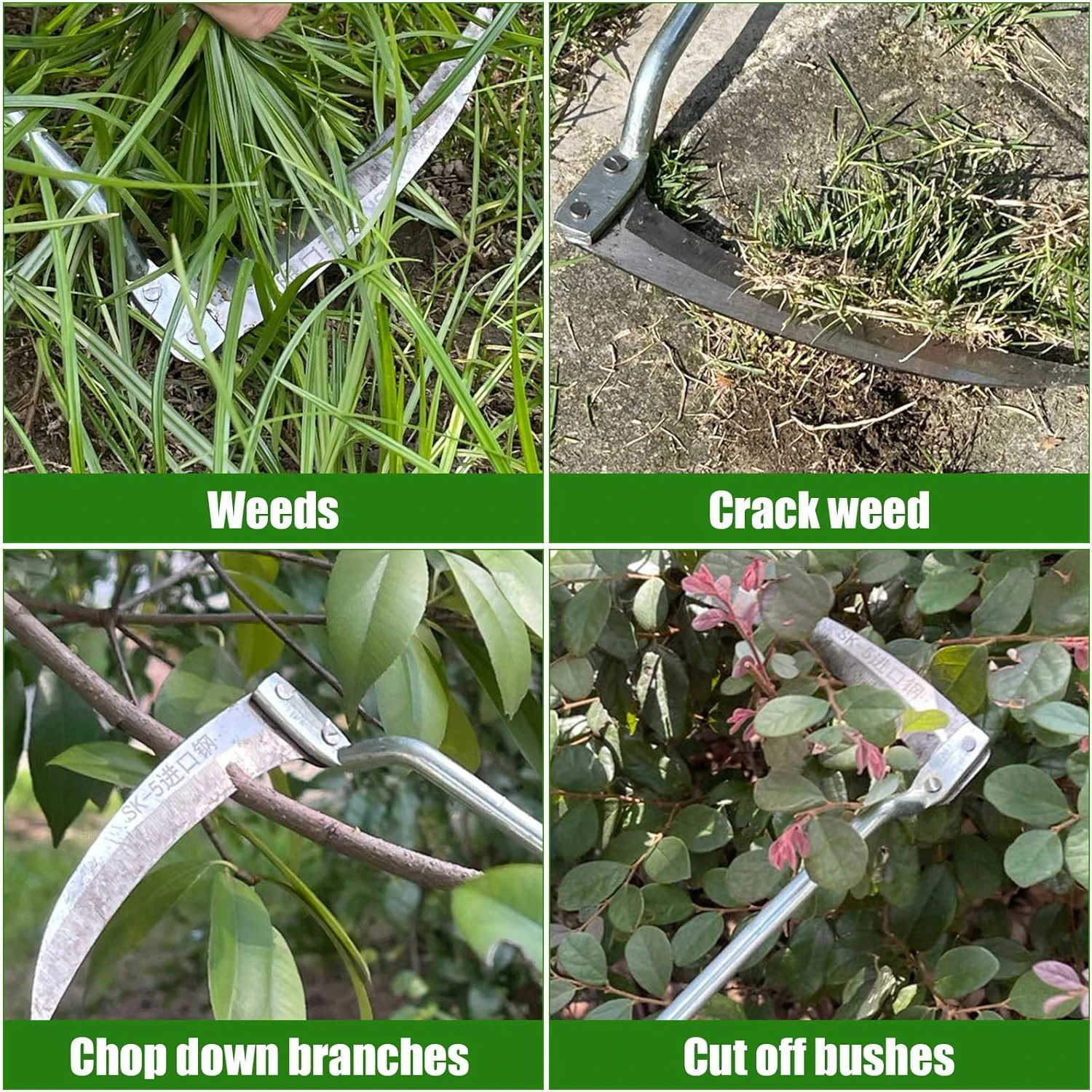 Efficient, powerful steel sickle gardening hand tool for quick and easy weeding, cutting grass and vegetables. Sharp edge scythe
Efficient, powerful steel sickle gardening hand tool for quick and easy weeding, cutting grass and vegetables. Sharp edge scythe