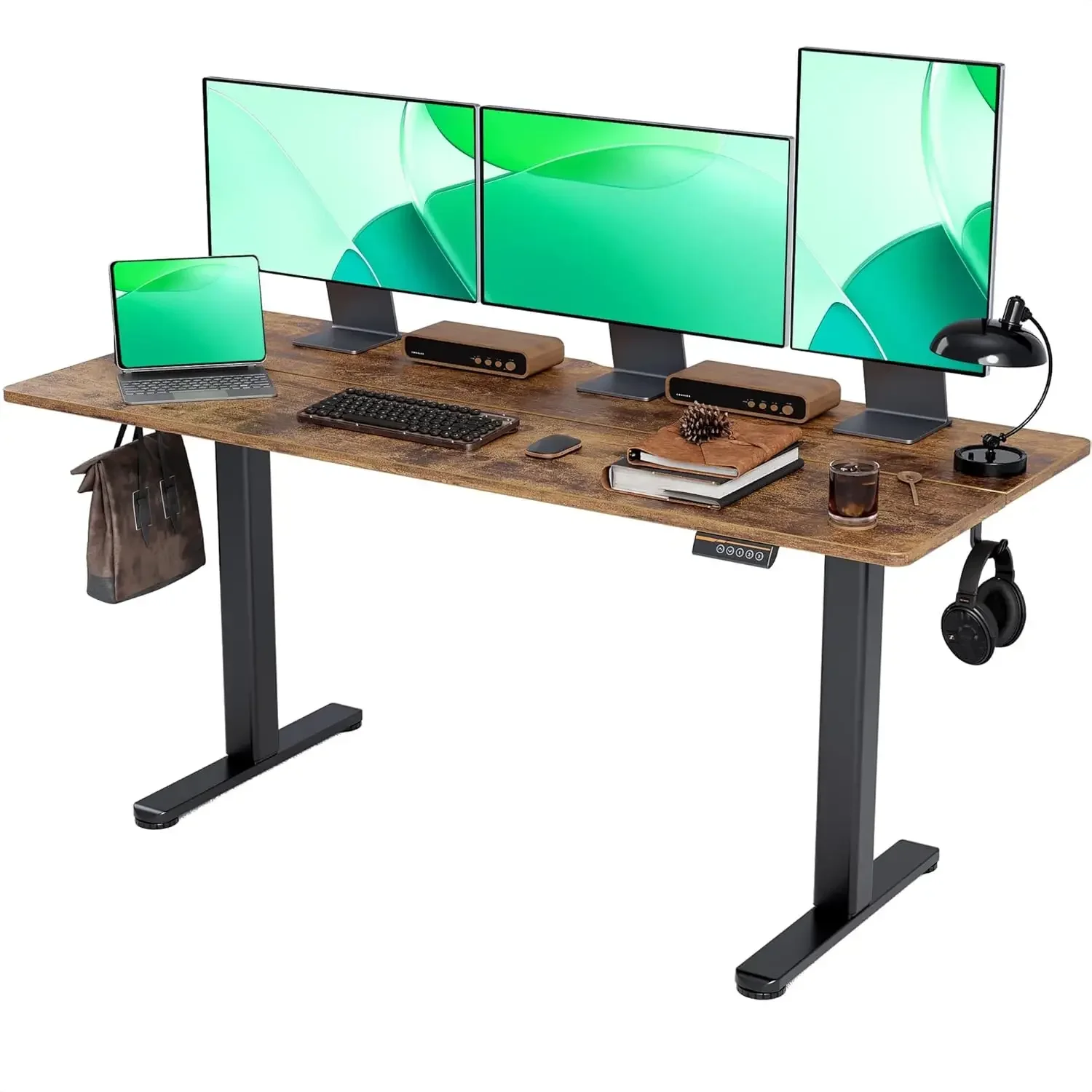 Electric Standing Desk, Adjustable Height Stand up Desk, 63x24 Inches Sit Stand Home Office Desk with Splice Board, Black Frame/
Electric Standing Desk, Adjustable Height Stand up Desk, 63x24 Inches Sit Stand Home Office Desk with Splice Board, Black Frame/