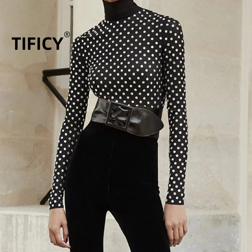 Spring Women's T-shirts Tops Dark Heavy Industry Bling Large Hot Stamping Bullet Repair High Neck Thin Base Tshirt
Spring Women's T-shirts Tops Dark Heavy Industry Bling Large Hot Stamping Bullet Repair High Neck Thin Base Tshirt