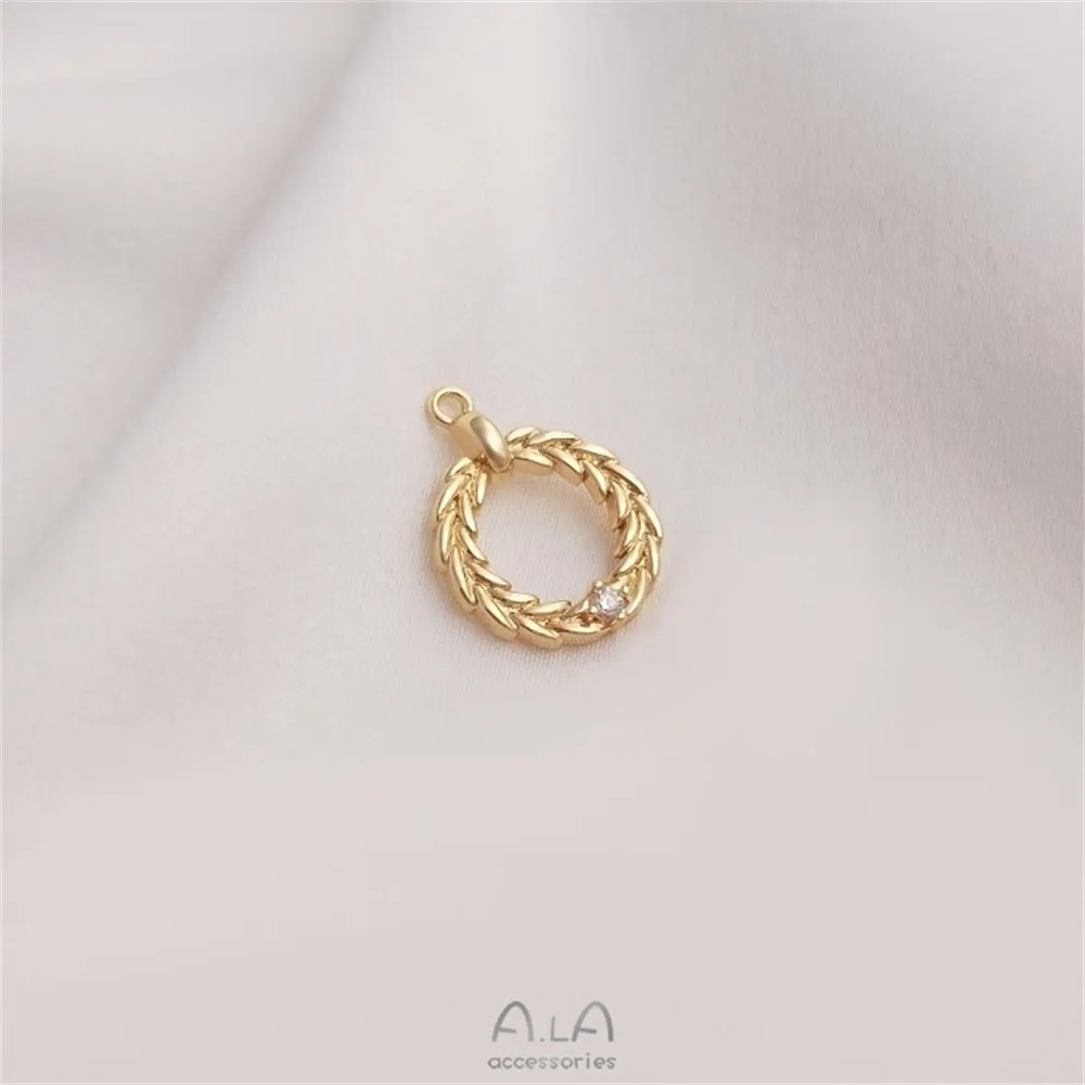 14K Gold Inlaid Zircon Wheat Ear Ring Pendant DIY Handmade Necklace Collarbone Chain Earrings Pendant Accessories
14K Gold Inlaid Zircon Wheat Ear Ring Pendant DIY Handmade Necklace Collarbone Chain Earrings Pendant Accessories