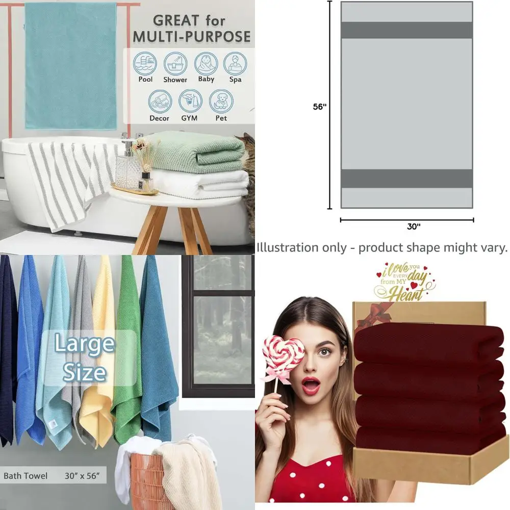 Набор из 4 больших банных полотенец бордового цвета: 100% хлопок, быстросохнущий, легкий и мягкий, идеально подходит для декора ванной комнаты.
Набор из 4 больших банных полотенец бордового цвета: 100% хлопок, быстросохнущий, легкий и мягкий, идеально подходит для декора ванной комнаты.