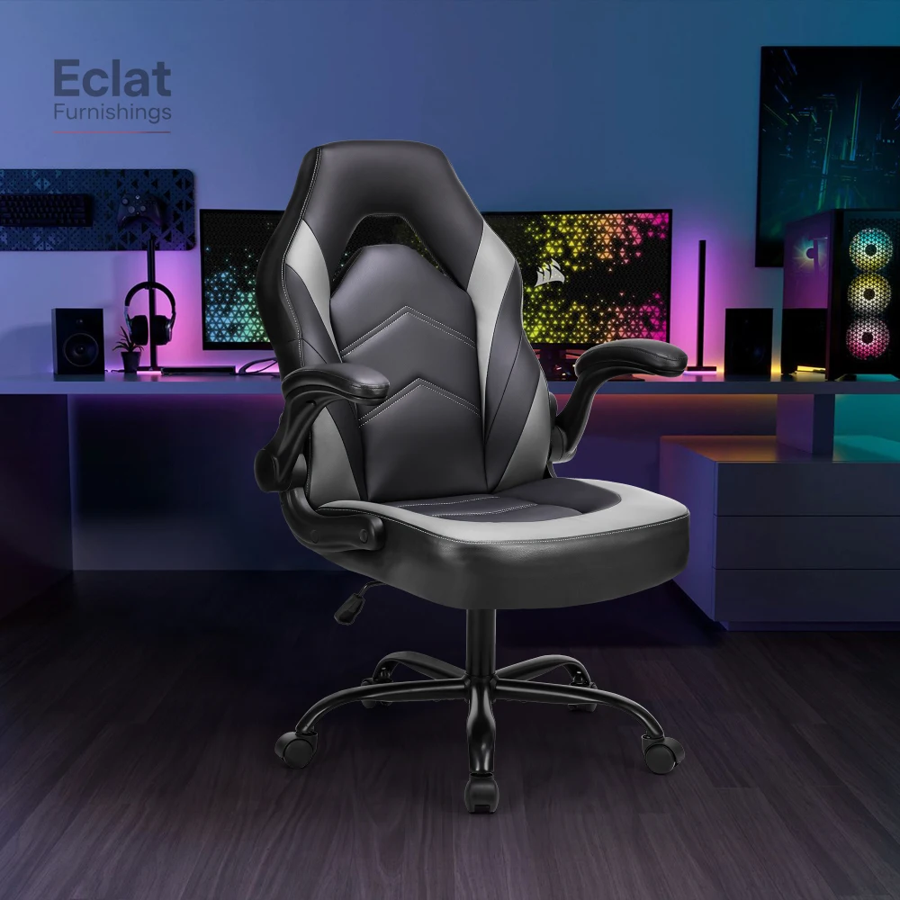 Gaming Chair - PU Leather Computer Chair Ergonomic Office Chair with Lumbar Support, Height Adjustable Rolling Desk Chairs with, 
Gaming Chair - PU Leather Computer Chair Ergonomic Office Chair with Lumbar Support, Height Adjustable Rolling Desk Chairs with,