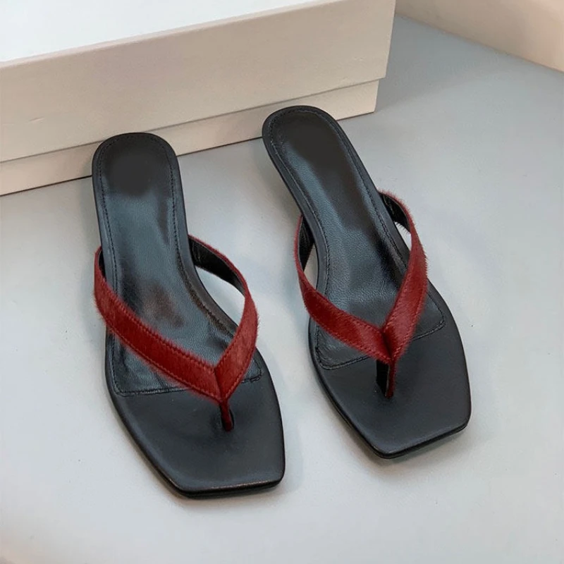 Luxury Elegant Women Leather Heeled Flip Flops Square Toe Kitten Heel Sandals Summer Casual Evening Party Dressy Slip on Shoes
Luxury Elegant Women Leather Heeled Flip Flops Square Toe Kitten Heel Sandals Summer Casual Evening Party Dressy Slip on Shoes