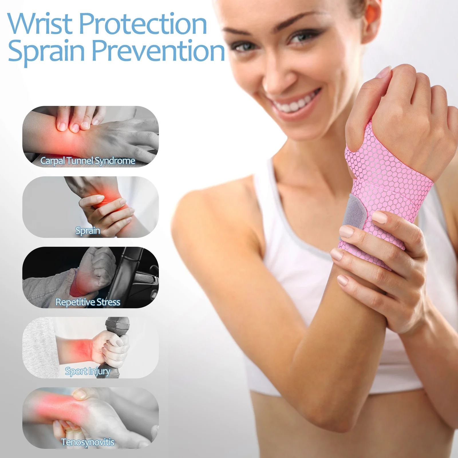 2Pcs Breathable Wrist Wraps Adjustable Support Band Durable Wrist Brace Nylon Material for Gym Fitness Sports Brace
2Pcs Breathable Wrist Wraps Adjustable Support Band Durable Wrist Brace Nylon Material for Gym Fitness Sports Brace