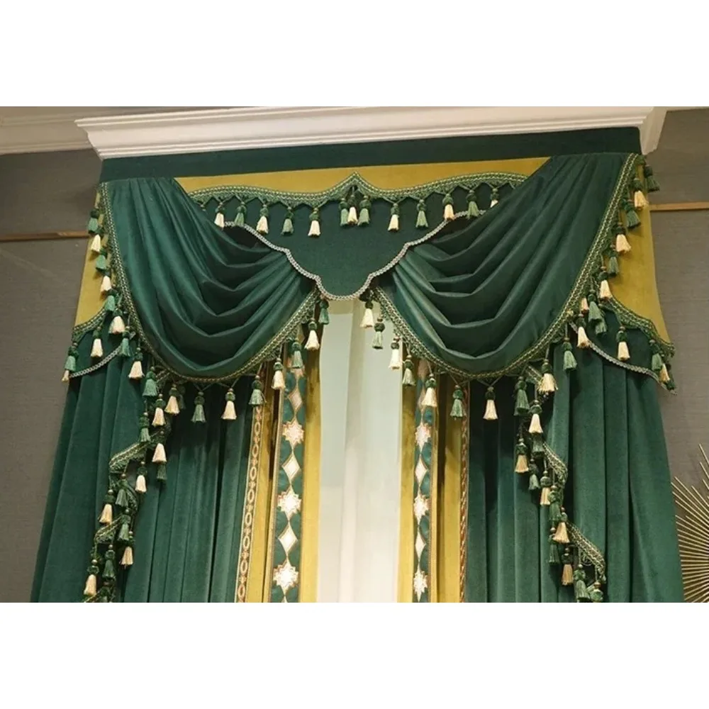 Dark Green & Yellow Embroidery Velvet Patched Curtains for Living Room Bedroom French Window Villa Custom Valance
Dark Green & Yellow Embroidery Velvet Patched Curtains for Living Room Bedroom French Window Villa Custom Valance
