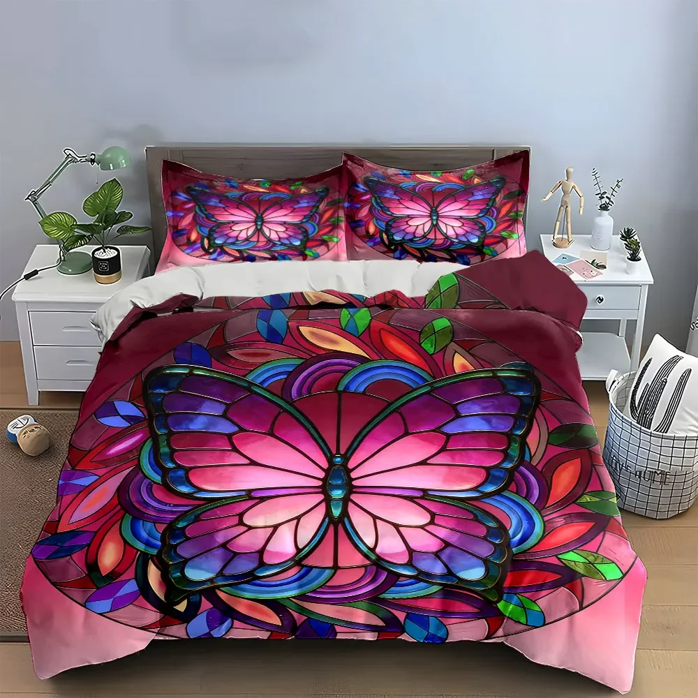 "Butterfly Stained Glass Decor Set" Soft Comfortable Duvet Cover Bedding Set Included 1*Duvet Cover & 2*Pillowcases, gift
"Butterfly Stained Glass Decor Set" Soft Comfortable Duvet Cover Bedding Set Included 1*Duvet Cover & 2*Pillowcases, gift