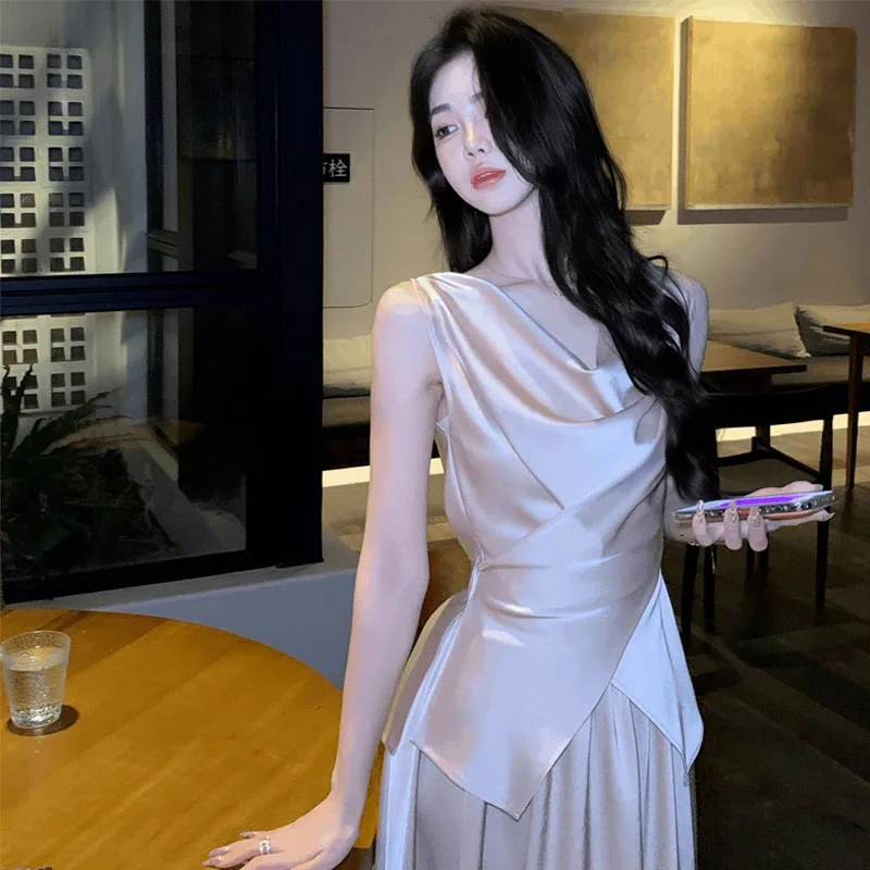Celebrity Ladylike V-neck Criss-cross Sleeveless Tight Tank Top Women High-waisted Slim Pleated Long Skirt Summer Pure Set
Celebrity Ladylike V-neck Criss-cross Sleeveless Tight Tank Top Women High-waisted Slim Pleated Long Skirt Summer Pure Set