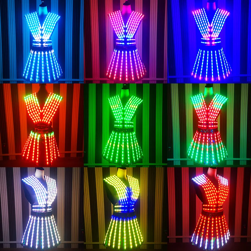 Rainbow Light Up Dress LED Illuminated Costumes Womens Luminous Dance Suits For Stage Performance Celebration Show Time
Rainbow Light Up Dress LED Illuminated Costumes Womens Luminous Dance Suits For Stage Performance Celebration Show Time