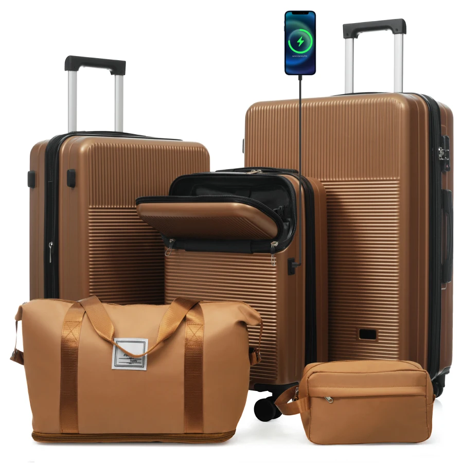 Luggage Sets 5 Piece for travel, polycarbonate hardside, black, half-opening design with double spinner wheels, lightweight wit
Luggage Sets 5 Piece for travel, polycarbonate hardside, black, half-opening design with double spinner wheels, lightweight wit