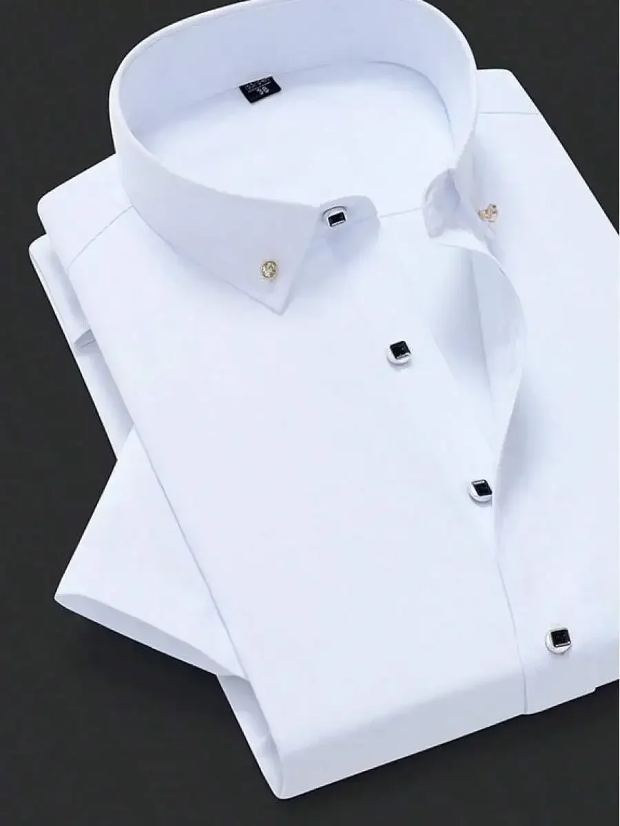 Mens Short Sleeve Button Down Shirt Solid Color Business Casual Slim Fit Cotton Blend
Mens Short Sleeve Button Down Shirt Solid Color Business Casual Slim Fit Cotton Blend