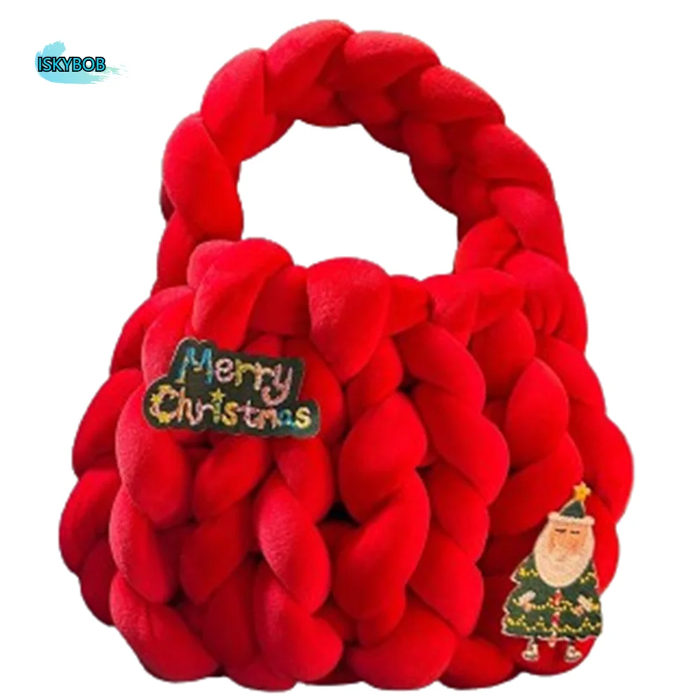 Coarse Cotton Christmas Handbag Hand Knitted Finished Product Knitted Storage Bag Soft Large Capacity Chunky Knit Bag Women/Girl
Coarse Cotton Christmas Handbag Hand Knitted Finished Product Knitted Storage Bag Soft Large Capacity Chunky Knit Bag Women/Girl