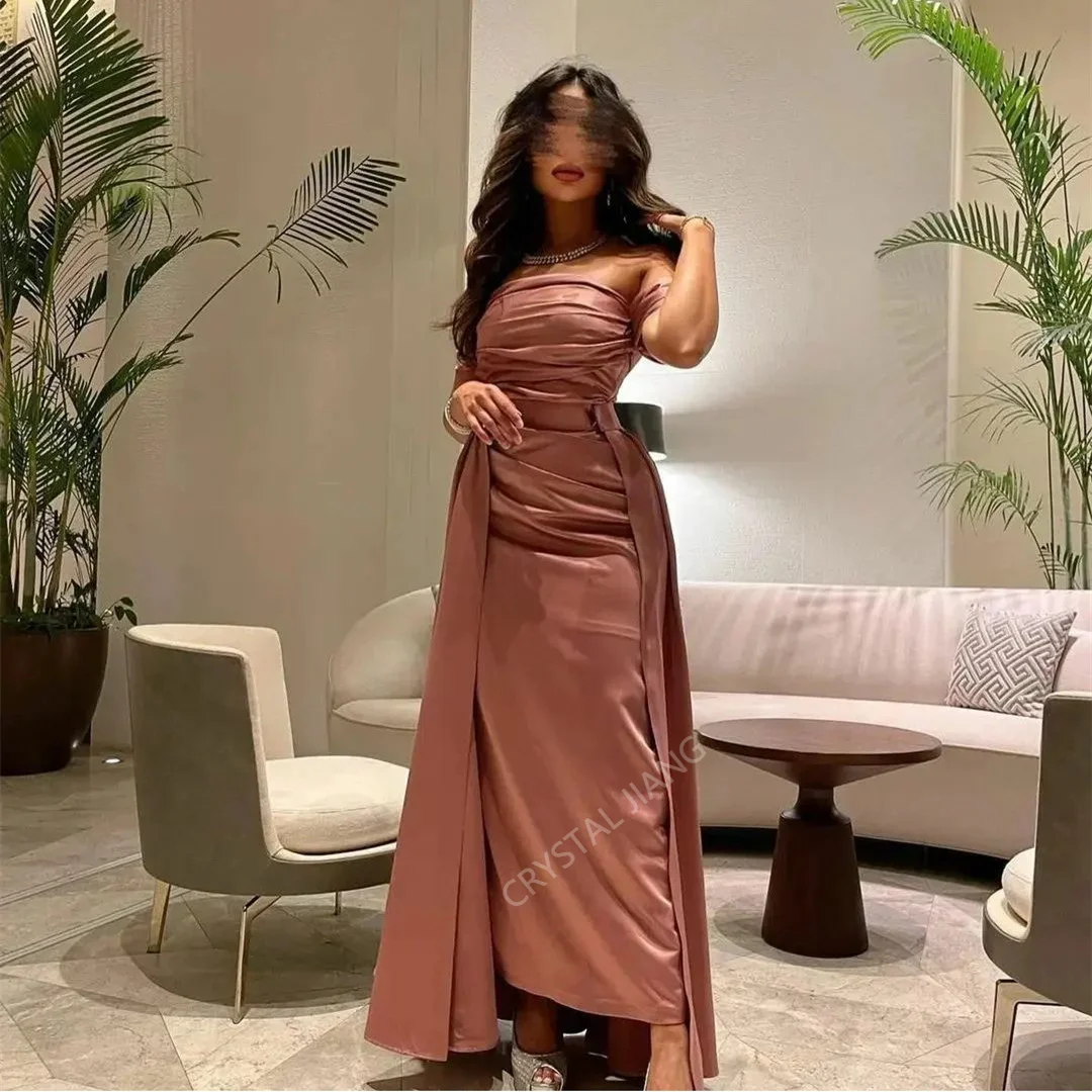 Long Satin Pink Off Shoulder Evening Dresses Muslim فساتين السهرة Mermaidd Floor Length Prom Dress Robe de soirée for Women
Long Satin Pink Off Shoulder Evening Dresses Muslim فساتين السهرة Mermaidd Floor Length Prom Dress Robe de soirée for Women