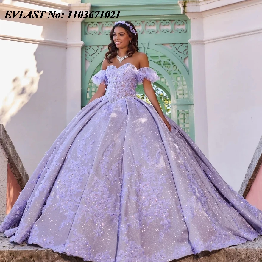 EVLAST индивидуальное лавандовое платье Quinceanera, бальное платье с 3D цветочной аппликацией, расшитое бисером, с накидкой Sweet 16, Vestidos De 15 Anos SQ212
EVLAST индивидуальное лавандовое платье Quinceanera, бальное платье с 3D цветочной аппликацией, расшитое бисером, с накидкой Sweet 16, Vestidos De 15 Anos SQ212