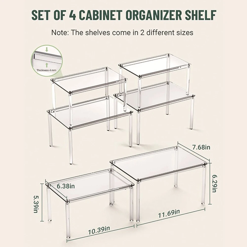 4 Pack Clear Acrylic Shelf Organizer Shelf Risers Kitchen Counter Shelves Organizer for Dishes Spices Soda Cans and Bottles
4 Pack Clear Acrylic Shelf Organizer Shelf Risers Kitchen Counter Shelves Organizer for Dishes Spices Soda Cans and Bottles