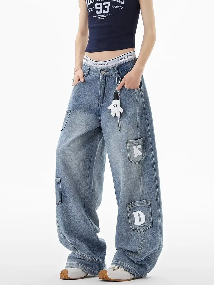 Джинсы в стиле американского ретро, мужские и женские, широкие брюки, повседневные, удобные, рабочая одежда, длинные брюки с принтом
Джинсы в стиле американского ретро, мужские и женские, широкие брюки, повседневные, удобные, рабочая одежда, длинные брюки с принтом