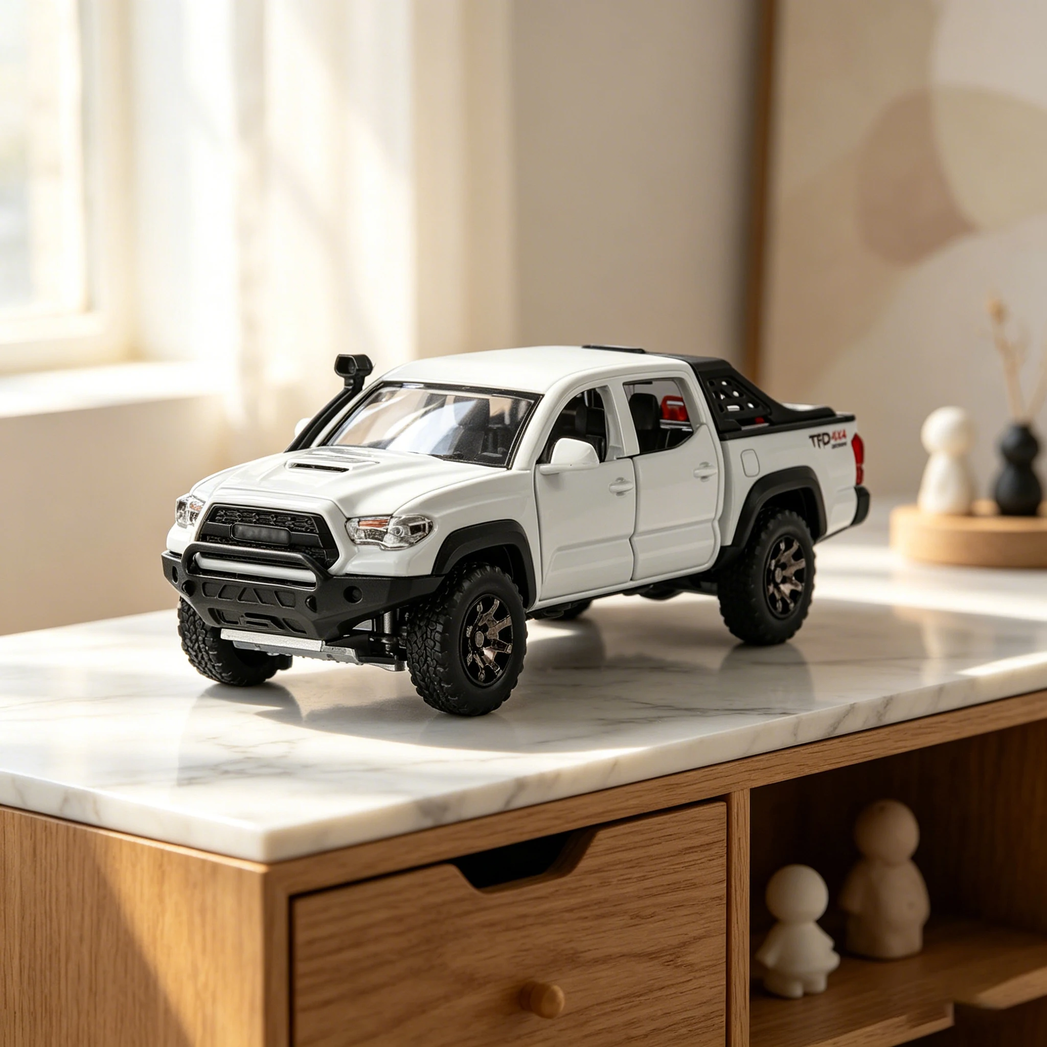 1:32 Tacoma alloy off-road vehicle model simulation sound and light children's toy car removable accessories for boys gift
1:32 Tacoma alloy off-road vehicle model simulation sound and light children's toy car removable accessories for boys gift