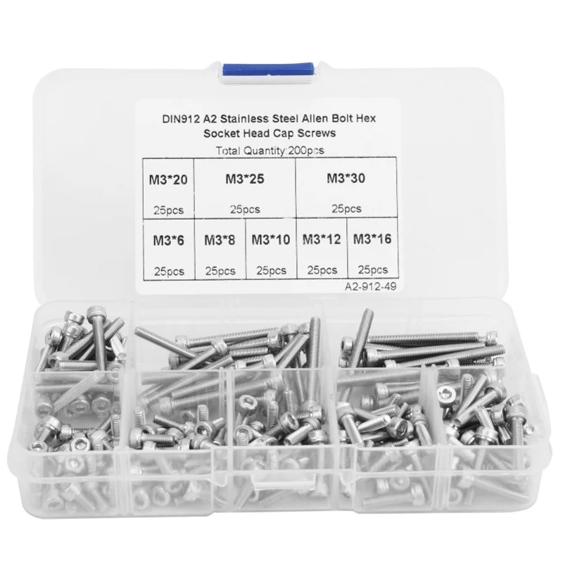 200Pcs Hex Socket Cap Head Screw 304 Stainless Steel Boxed Hardware Accessories M3
200Pcs Hex Socket Cap Head Screw 304 Stainless Steel Boxed Hardware Accessories M3