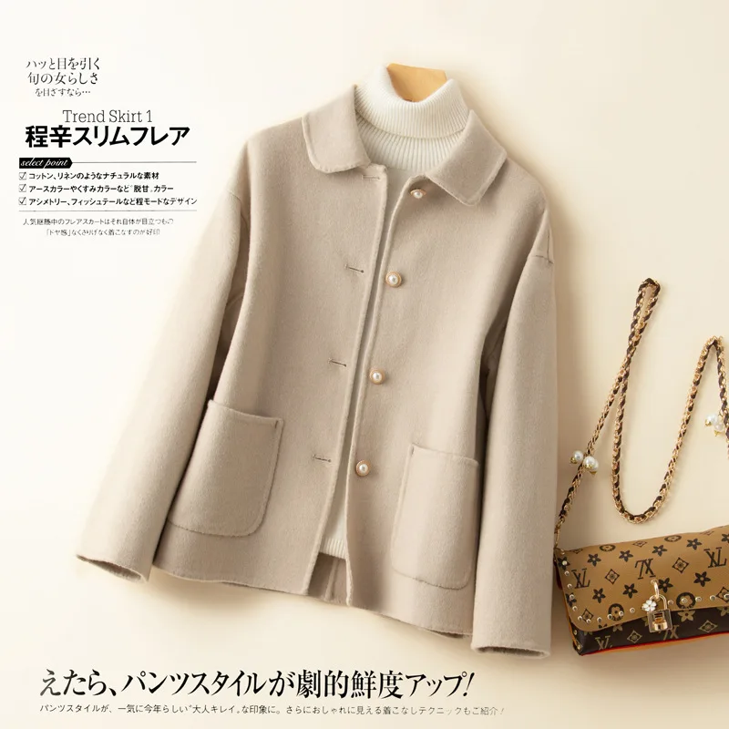 100% Wool Double-sided cashmere Coat Women's Autumn Winter Temperament Korean Doll collar Overcoats Single Breasted
100% Wool Double-sided cashmere Coat Women's Autumn Winter Temperament Korean Doll collar Overcoats Single Breasted