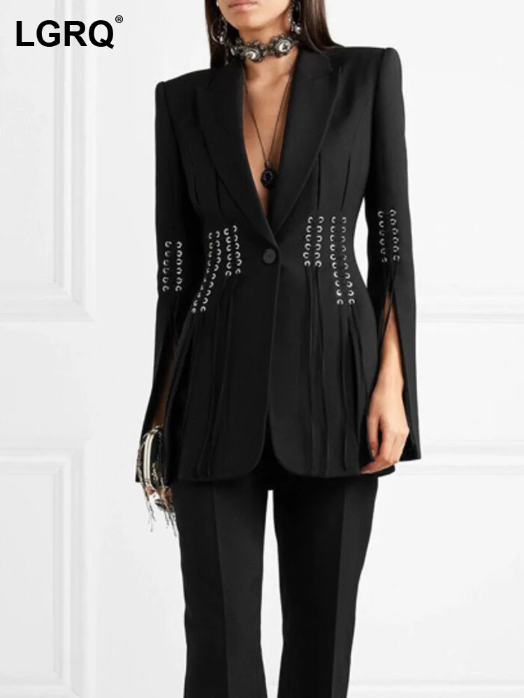 LGRQ Women's Blazer Long Sleeve Single Button Fashion Design Metal Hole Binding Rope Suit Jackets Female 2024 Trendy 19J4226
LGRQ Women's Blazer Long Sleeve Single Button Fashion Design Metal Hole Binding Rope Suit Jackets Female 2024 Trendy 19J4226