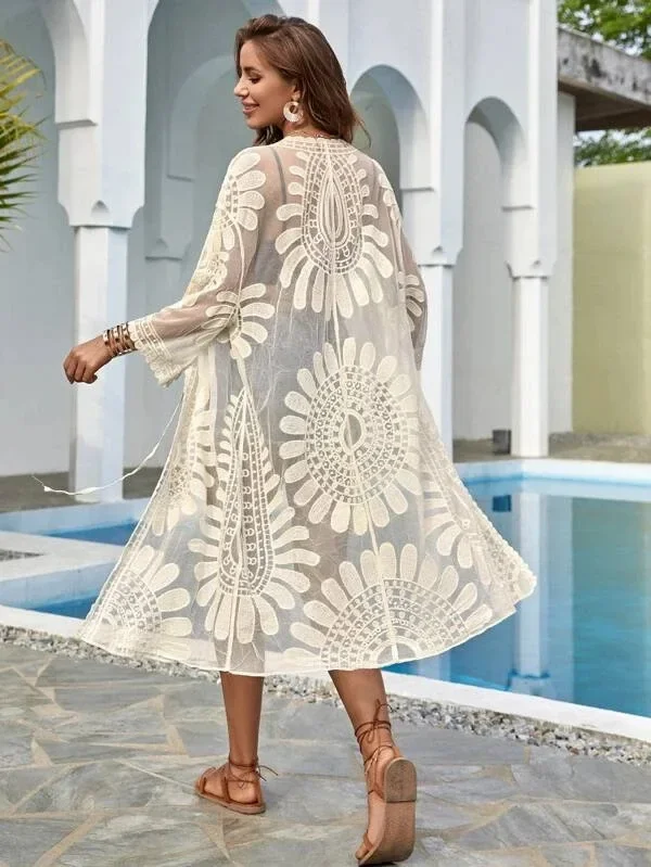 Lace Embroidery Beach Blouse Bikini Sun-proof Clothes Women Spring and Summer Fashion Casual Thin Cardigan Beige New
Lace Embroidery Beach Blouse Bikini Sun-proof Clothes Women Spring and Summer Fashion Casual Thin Cardigan Beige New