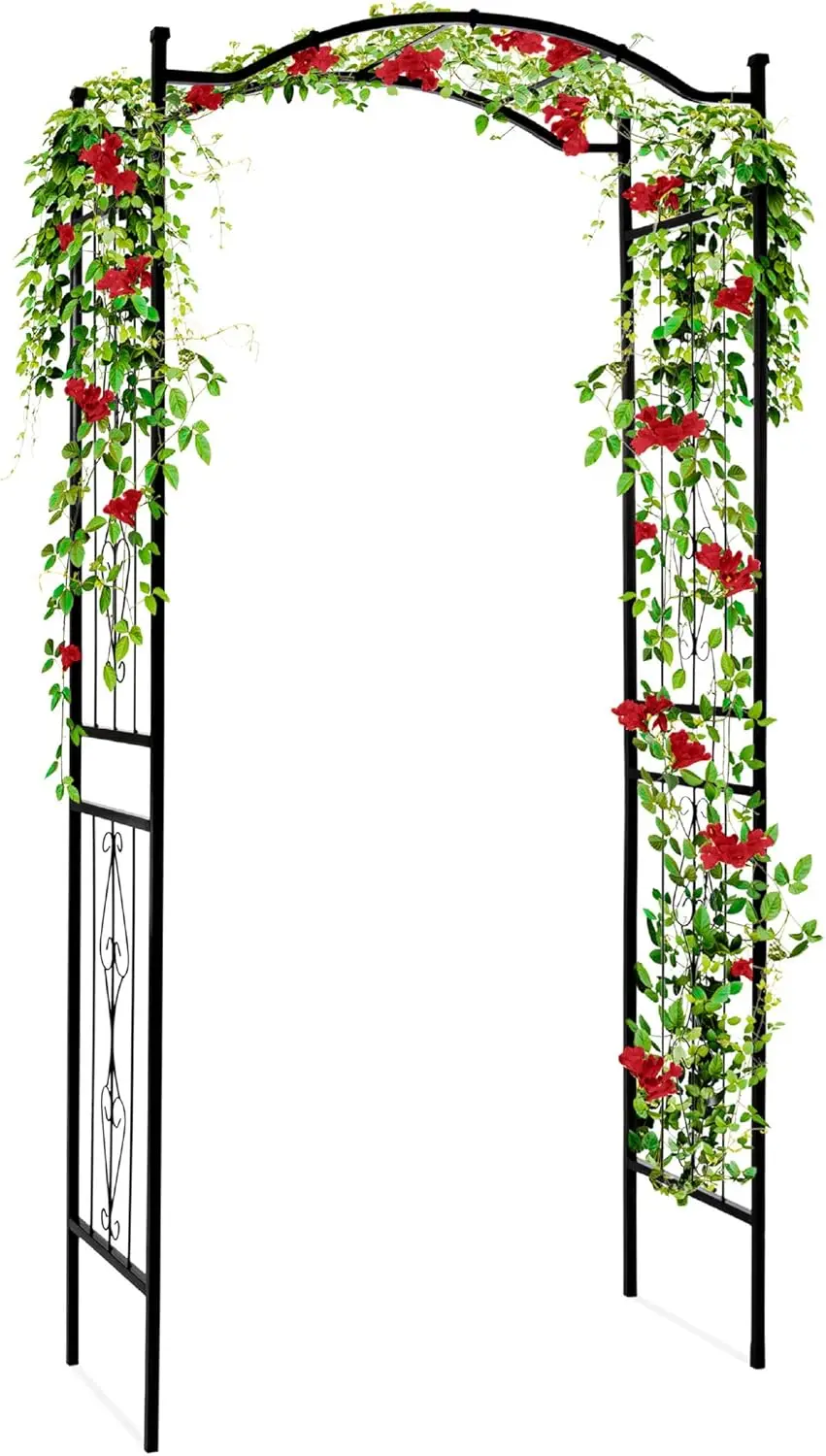 92in Steel Garden Arch Arbor Trellis for Outdoor, Yard, Garden, Climbing Plants w/Decorative Wire Lattice - Black
92in Steel Garden Arch Arbor Trellis for Outdoor, Yard, Garden, Climbing Plants w/Decorative Wire Lattice - Black