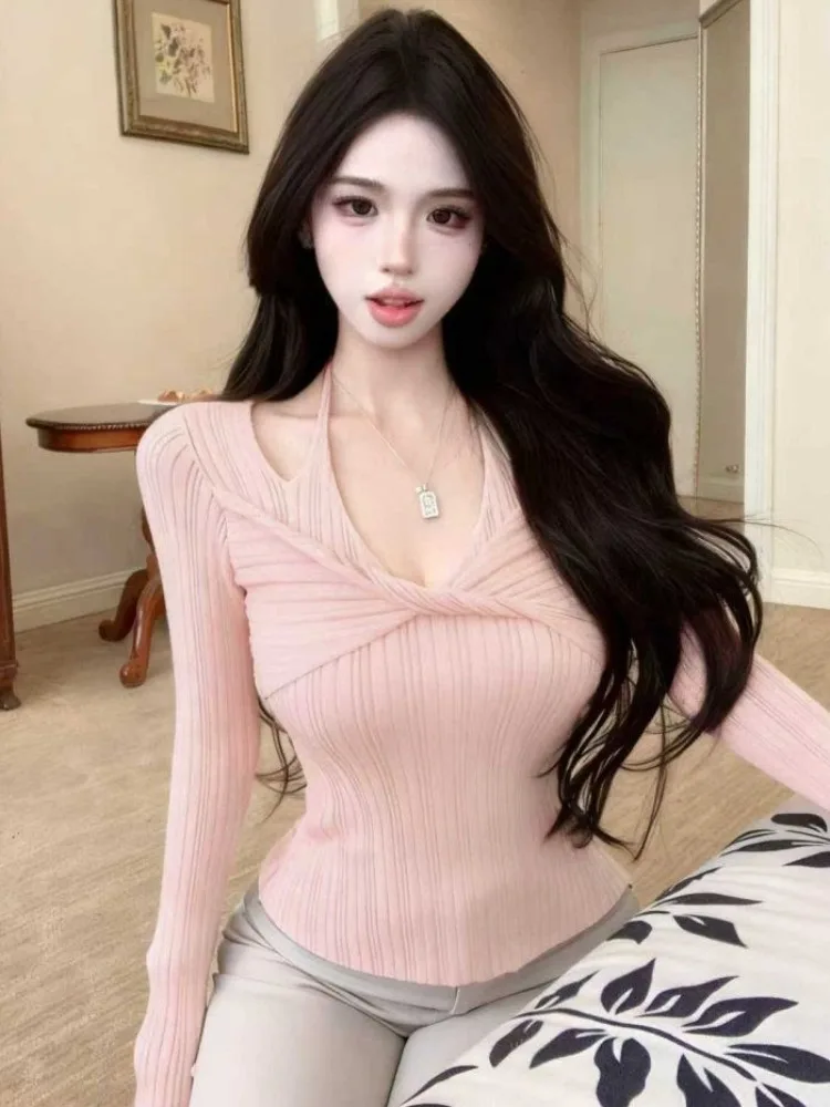 Slim Fit Knitted Long Sleeve Shoulder Bared Necktie Women's Inner Wear Top Spring Autumn Pure Desire Style Base Shirt
Slim Fit Knitted Long Sleeve Shoulder Bared Necktie Women's Inner Wear Top Spring Autumn Pure Desire Style Base Shirt