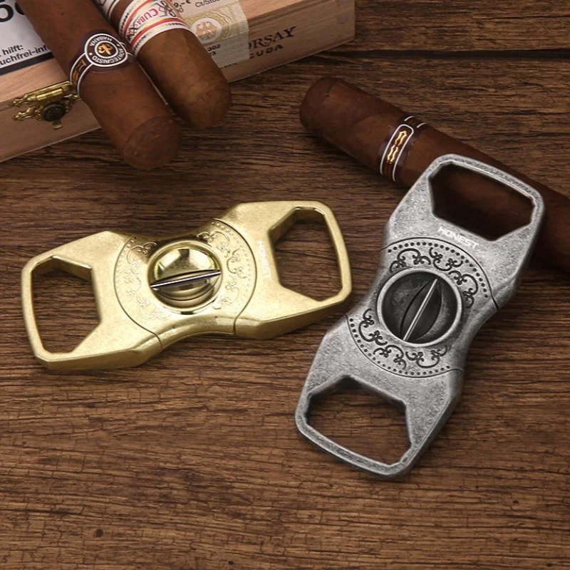 Double bladed portable sharp stainless steel cigar cutter with increased caliber, featuring three-dimensional patterns
Double bladed portable sharp stainless steel cigar cutter with increased caliber, featuring three-dimensional patterns