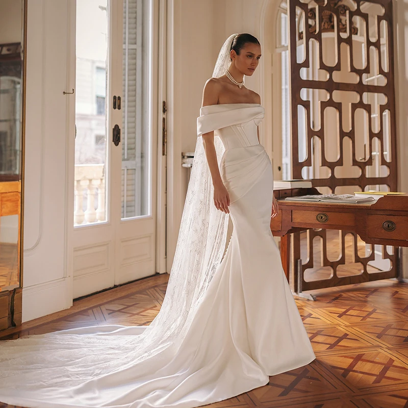 ZOCI Elegant Pleats Wedding Dress Satin With Mermaid Train Boat Neck Sleeveless Bride Dress Lace Up Back Robe MariéE Satin Lace
ZOCI Elegant Pleats Wedding Dress Satin With Mermaid Train Boat Neck Sleeveless Bride Dress Lace Up Back Robe MariéE Satin Lace