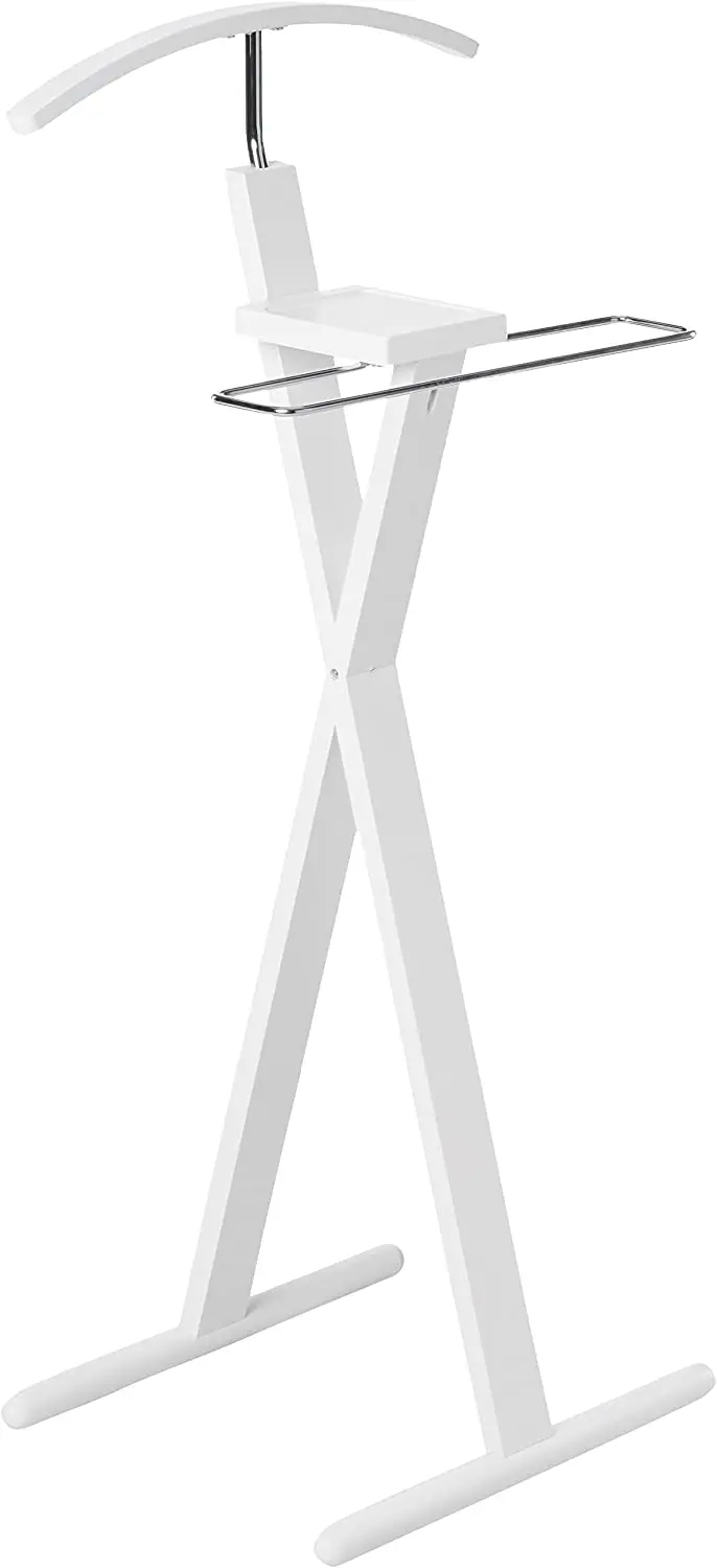 Modern valet stand featuring bentwood hanger in crisp white finish for stylish garment organization
Modern valet stand featuring bentwood hanger in crisp white finish for stylish garment organization