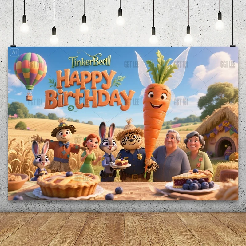 MINISO Zootopia Bunny Burrow Backdrop Judy Parents Carrot Pie Nick Scarecrow Decor Photography Happy Birthday Background Photo
MINISO Zootopia Bunny Burrow Backdrop Judy Parents Carrot Pie Nick Scarecrow Decor Photography Happy Birthday Background Photo