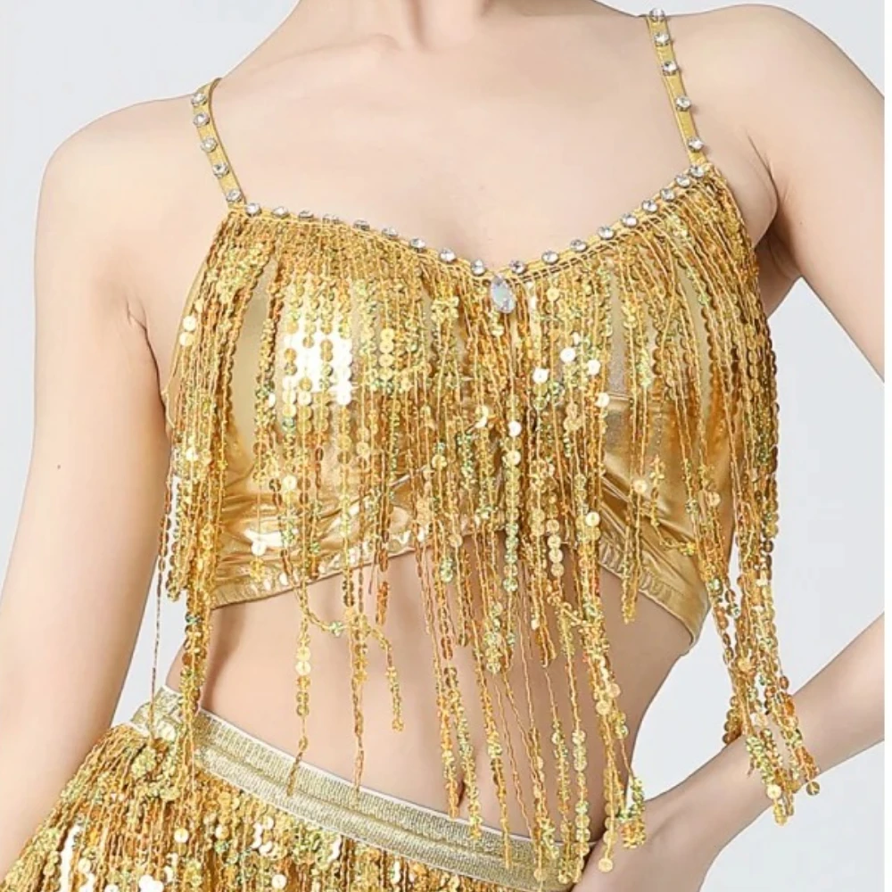 Sequin Tassel Belly Dance Vest Tops for Womens Fashion V Neck Sleeveless Fringed Belly Dancing Stage Performance Camisole Tops
Sequin Tassel Belly Dance Vest Tops for Womens Fashion V Neck Sleeveless Fringed Belly Dancing Stage Performance Camisole Tops