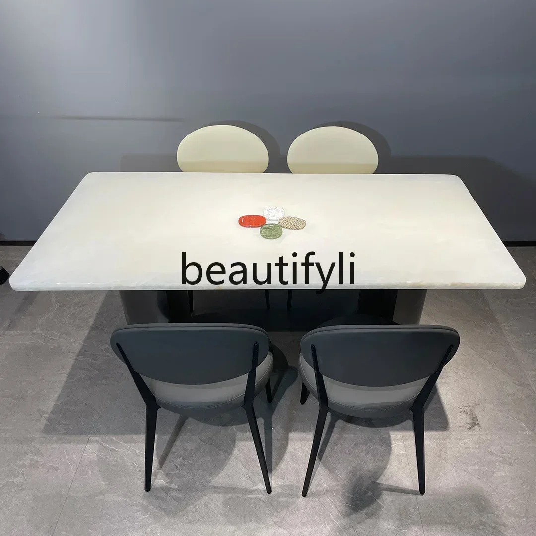 11841Q Q Natural marble dining table Italian light luxury high-end A-grade large white ice jade rectangular combination
11841Q Q Natural marble dining table Italian light luxury high-end A-grade large white ice jade rectangular combination