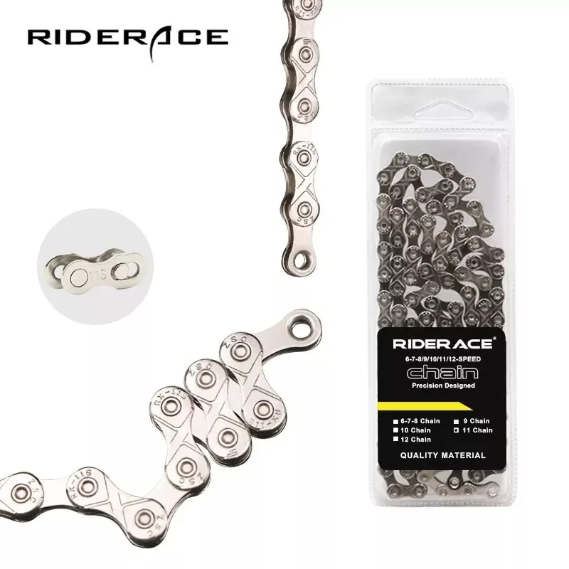 RIDERACE Bicycle Chain 116L 8 9 10 11 12 Speed Silver Ultralight Mountain Road Bike Chain For 24/27/30 Variable Speed Chain
RIDERACE Bicycle Chain 116L 8 9 10 11 12 Speed Silver Ultralight Mountain Road Bike Chain For 24/27/30 Variable Speed Chain