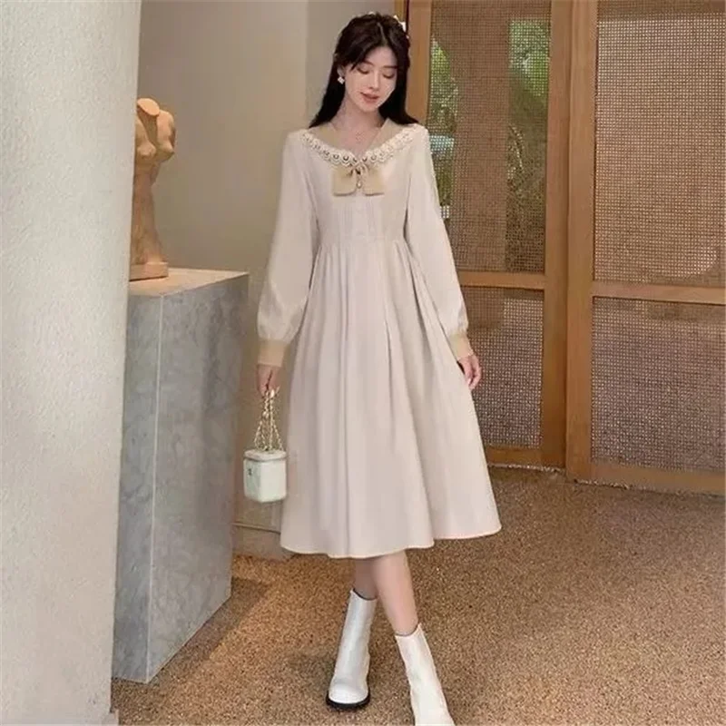 Women Dress Long Sleeve Vintage High Waist Midi Dress A-Line Elegant Dress Spring Autumn Vestidos
Women Dress Long Sleeve Vintage High Waist Midi Dress A-Line Elegant Dress Spring Autumn Vestidos