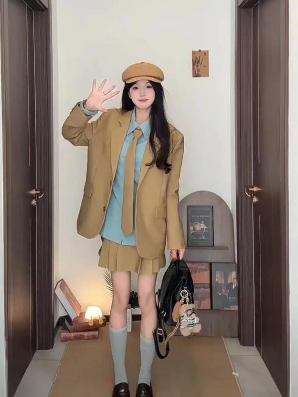 Casual Plaid Suit Set Women's Autumn 2025 New Korean Style High Waist Skirt Two-Piece Set College Style Long Sleeve Button up
Casual Plaid Suit Set Women's Autumn 2025 New Korean Style High Waist Skirt Two-Piece Set College Style Long Sleeve Button up