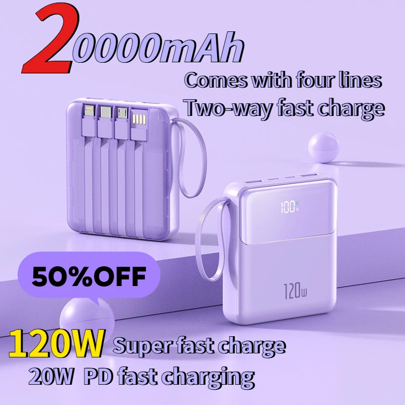 Новый сверхбыстрый зарядный аккумулятор емкостью 120 Вт, 20000 мАч, большой емкости с кабелем, небольшой мобильный аккумулятор, подходит для IPhone Xiaomi Samsung
Новый сверхбыстрый зарядный аккумулятор емкостью 120 Вт, 20000 мАч, большой емкости с кабелем, небольшой мобильный аккумулятор, подходит для IPhone Xiaomi Samsung