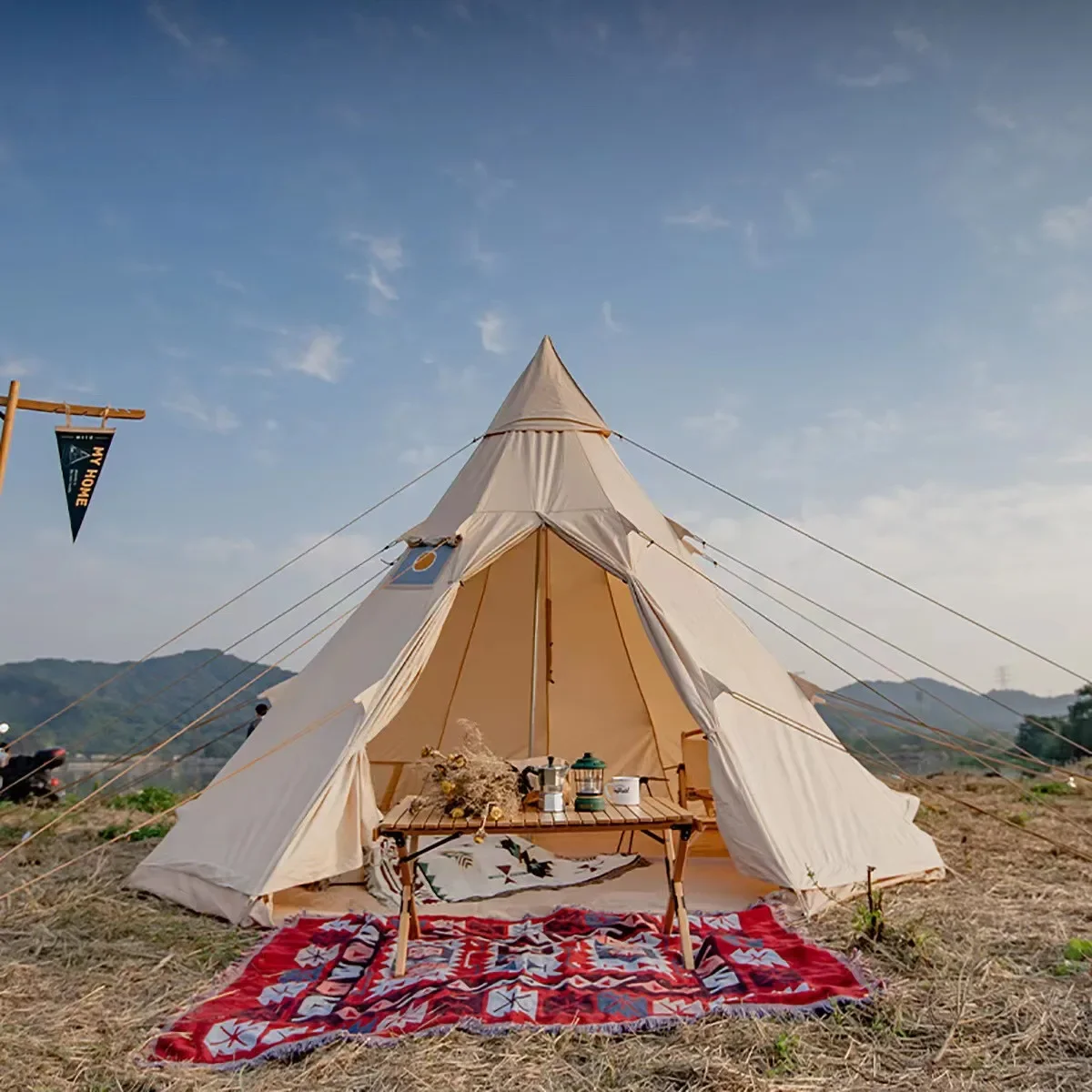 Pyramid Luxury Cotton Canvas Dome Tent With Stove for Winter Camping
Pyramid Luxury Cotton Canvas Dome Tent With Stove for Winter Camping