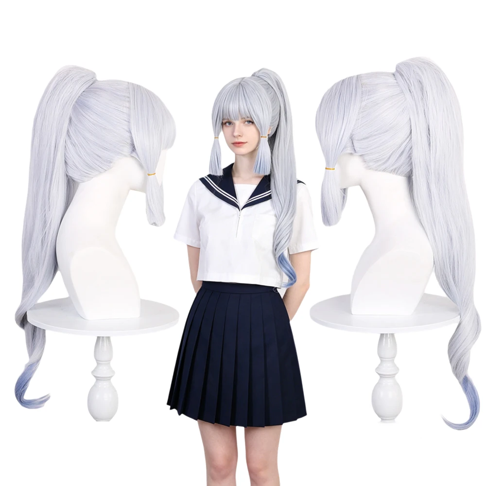 Silver White Long Ponytail Wig with Blue Ombre Tips Heat Resistant Fiber Hair with Bangs for Daily Fashion and Party Events Wear
Silver White Long Ponytail Wig with Blue Ombre Tips Heat Resistant Fiber Hair with Bangs for Daily Fashion and Party Events Wear