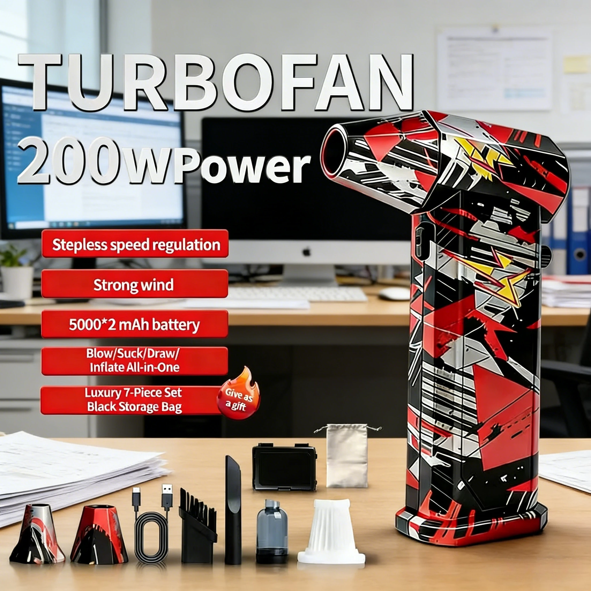 X9 Мощный воздуходувка 200000 об/мин Бесщеточный жестокий вентилятор Пылесос 53 м/с Турбоструйный вентилятор Тип-C Перезаряжаемый
X9 Мощный воздуходувка 200000 об/мин Бесщеточный жестокий вентилятор Пылесос 53 м/с Турбоструйный вентилятор Тип-C Перезаряжаемый