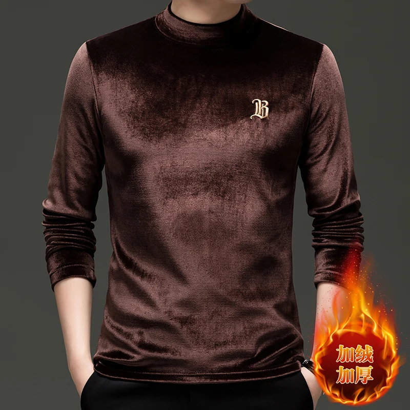 Retro Gold Velvet Bottoming Shirt Men Winter Thick Warm Slim Casual Long Sleeved T-shirts Half High Collar Top Social Streetwear
Retro Gold Velvet Bottoming Shirt Men Winter Thick Warm Slim Casual Long Sleeved T-shirts Half High Collar Top Social Streetwear
