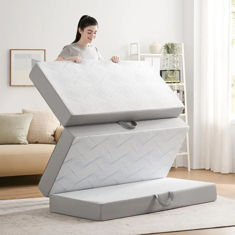 Folding Mattress Single, 4 Inch Memory Foam Foldable Mattress Single, Trifold Mattress with Breathable Washable Cover, Portable
Folding Mattress Single, 4 Inch Memory Foam Foldable Mattress Single, Trifold Mattress with Breathable Washable Cover, Portable