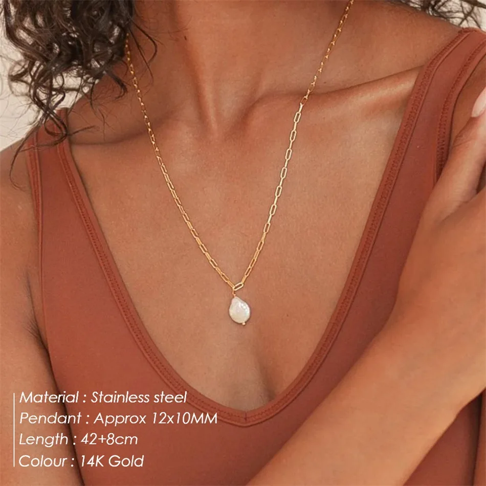 Trendy Y-shaped Stainless Steel Necklace Gold Color Jewelry Rectangle Link Chain Choker Freshwater Pearl Pendant Necklace
Trendy Y-shaped Stainless Steel Necklace Gold Color Jewelry Rectangle Link Chain Choker Freshwater Pearl Pendant Necklace